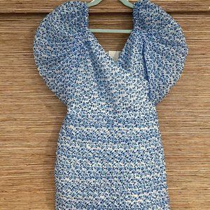 C/Meo Collective blue puff sleeve dress